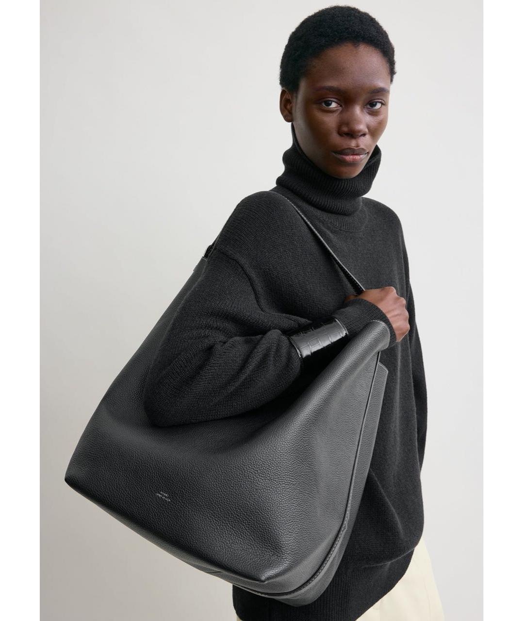TOTEME Черная кожаная сумка с короткими ручками, фото 2