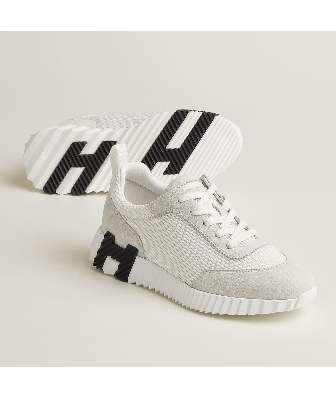 HERMES Белые замшевые кроссовки, фото 2