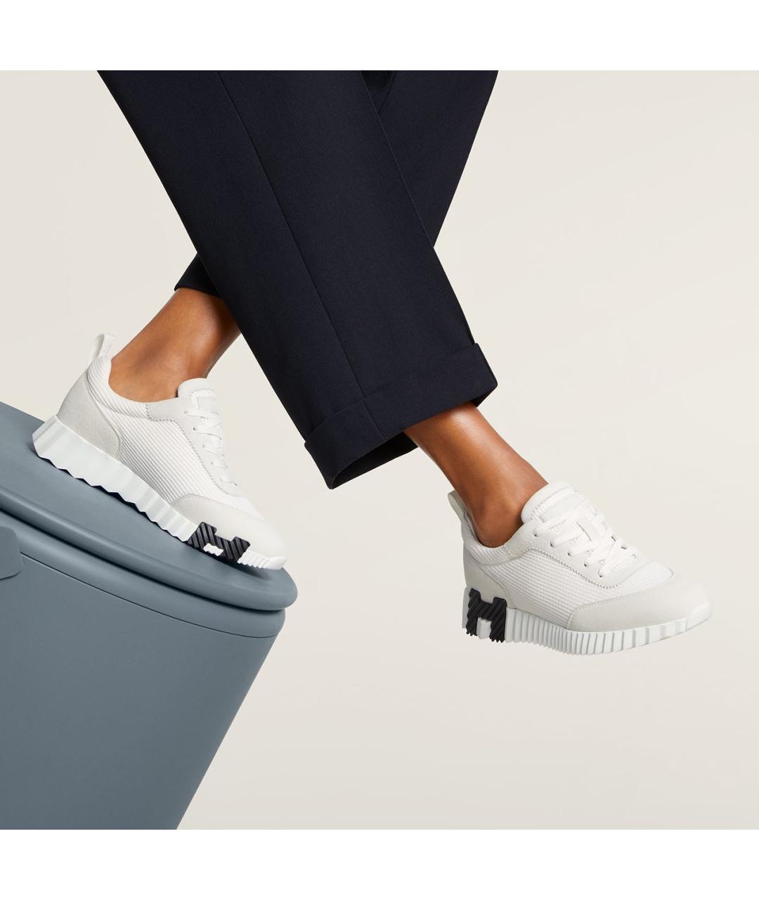 HERMES Белые замшевые кроссовки, фото 3