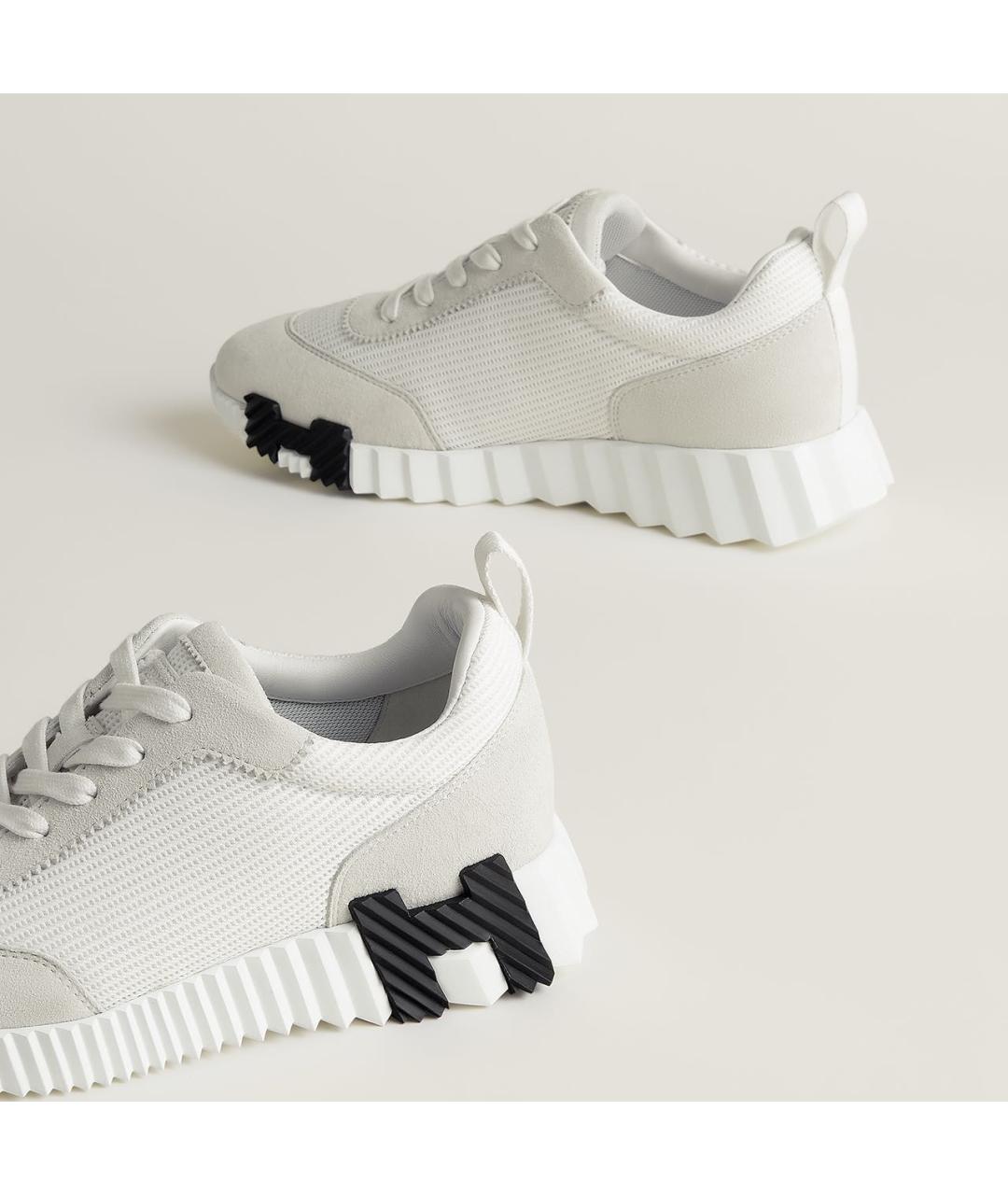 HERMES Белые замшевые кроссовки, фото 5