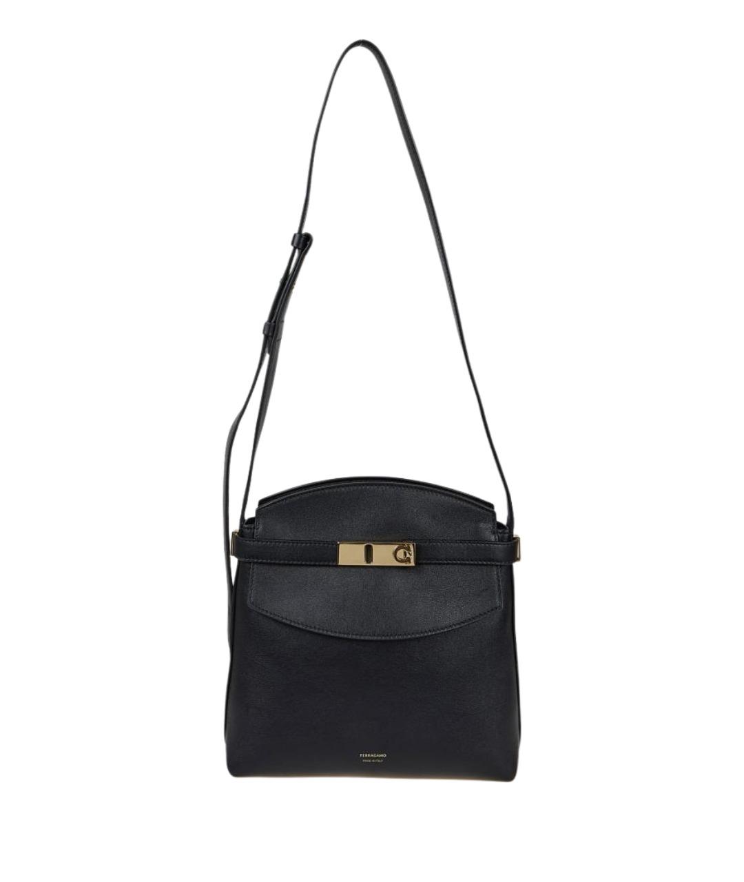 FERRAGAMO Черная кожаная сумка через плечо, фото 1