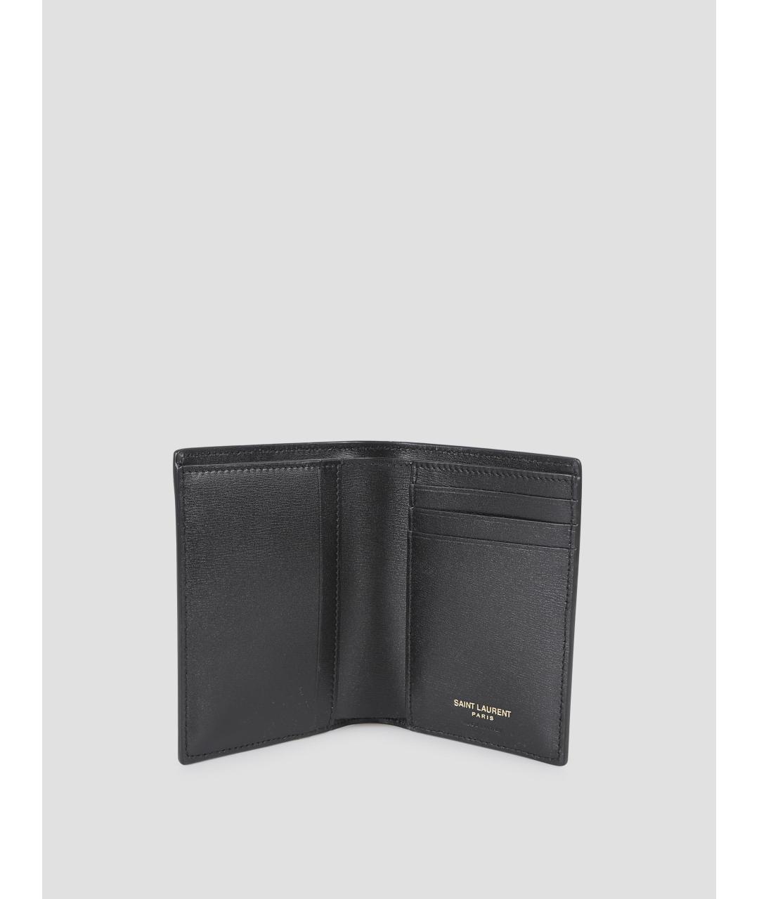 SAINT LAURENT Черный кожаный кошелек, фото 2