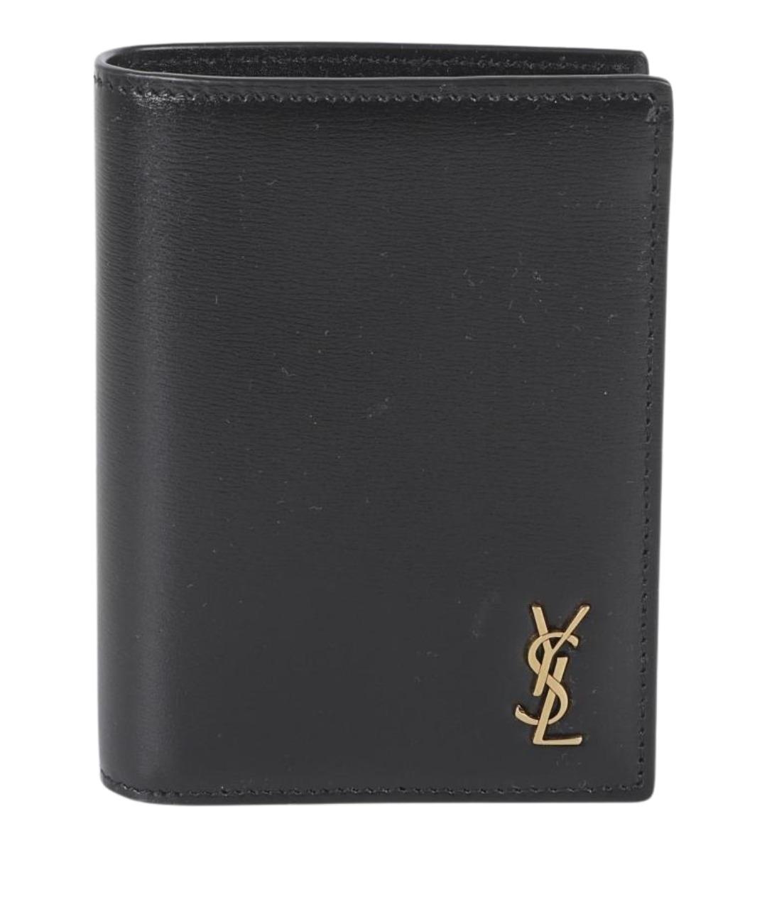SAINT LAURENT Черный кожаный кошелек, фото 1