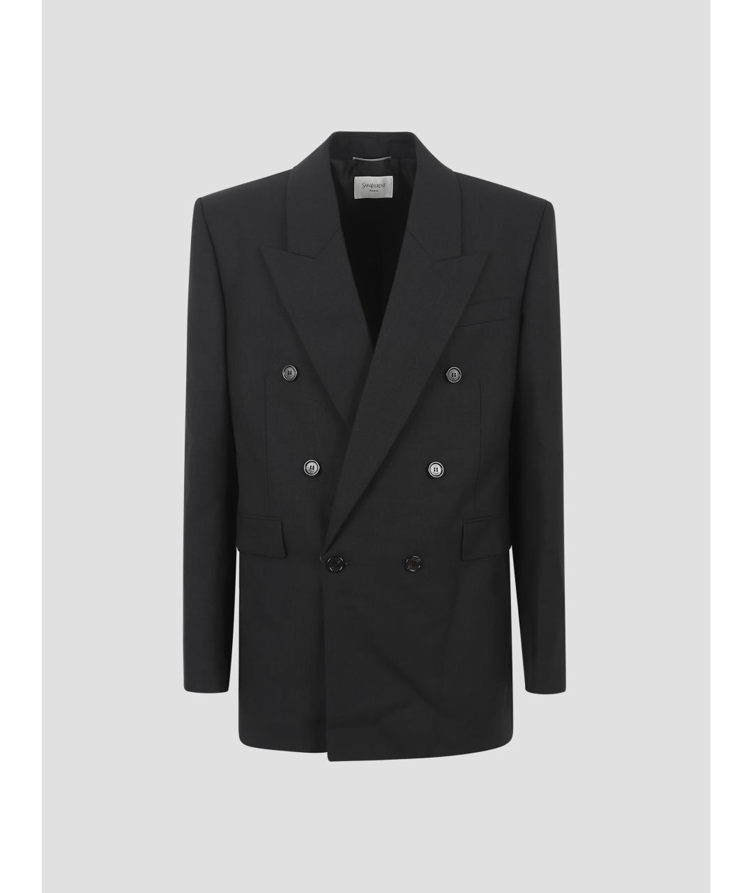 SAINT LAURENT Черный шерстяной пиджак, фото 4