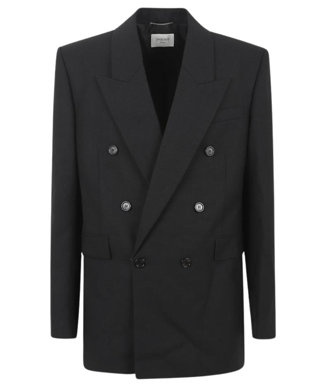 SAINT LAURENT Черный шерстяной пиджак, фото 1