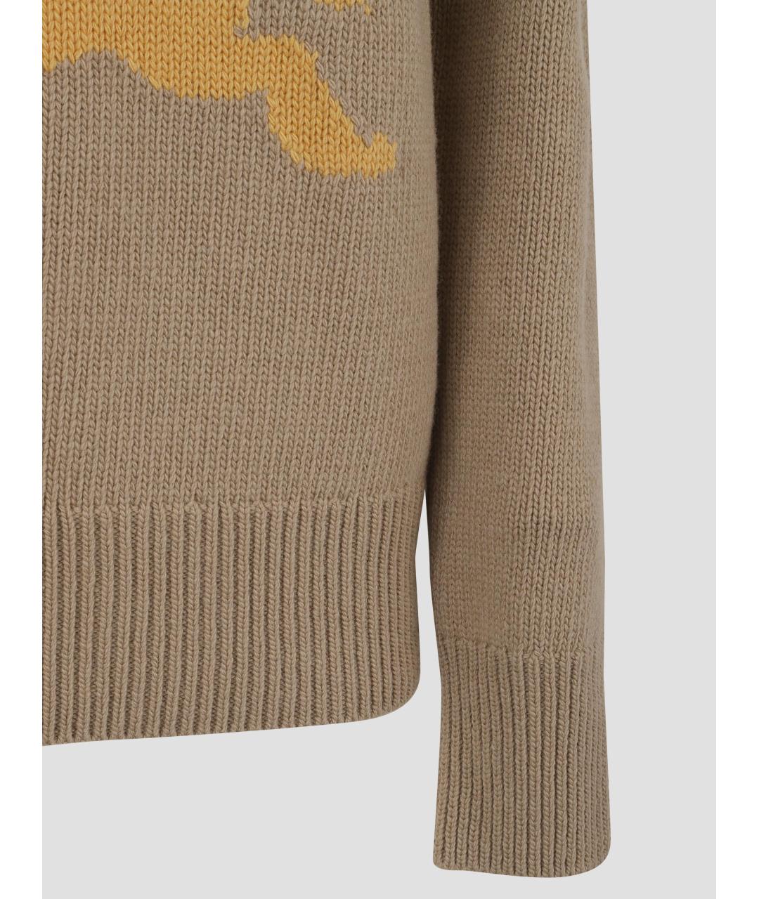 BURBERRY Бежевый шерстяной джемпер / свитер, фото 3