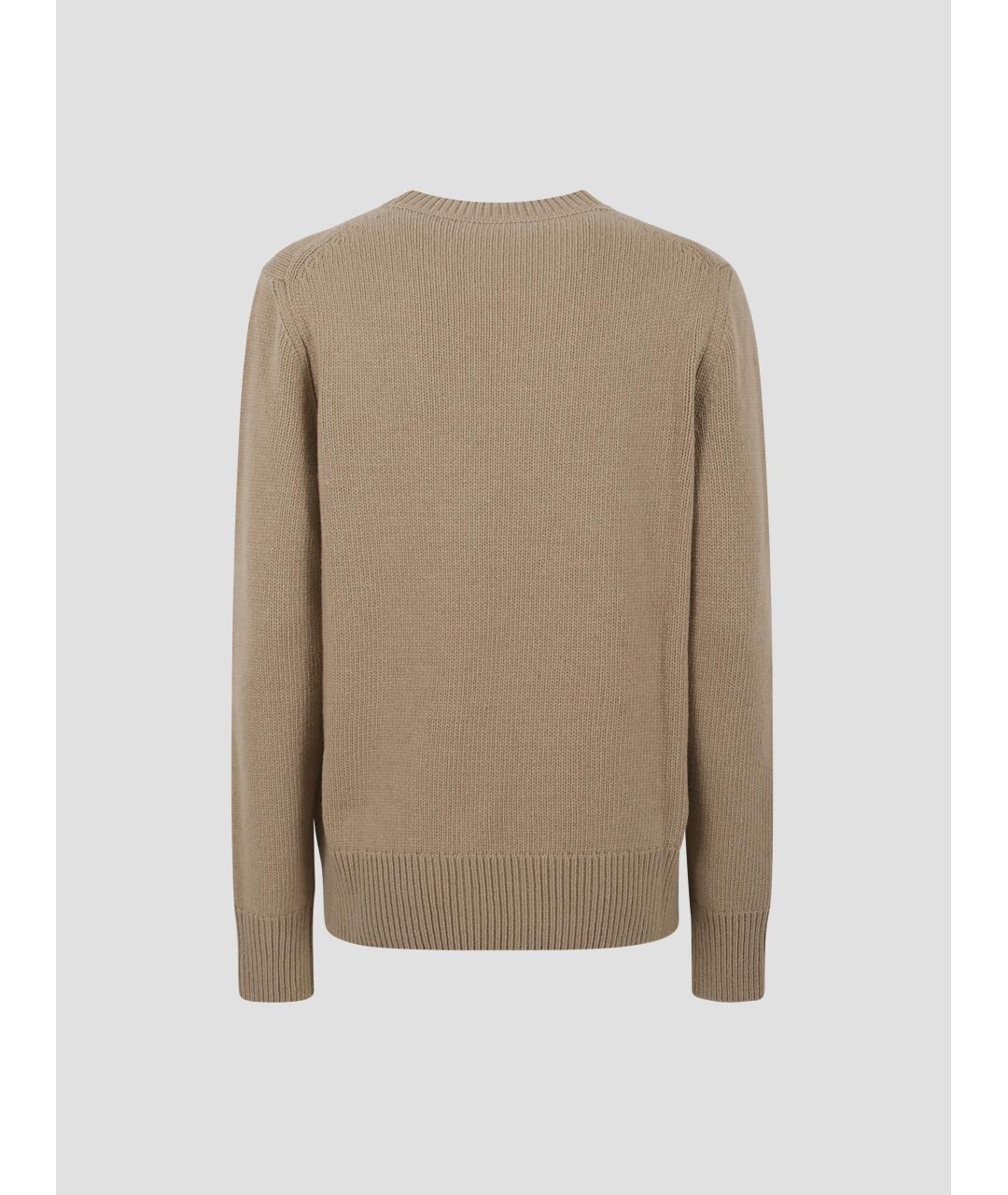 BURBERRY Бежевый шерстяной джемпер / свитер, фото 2