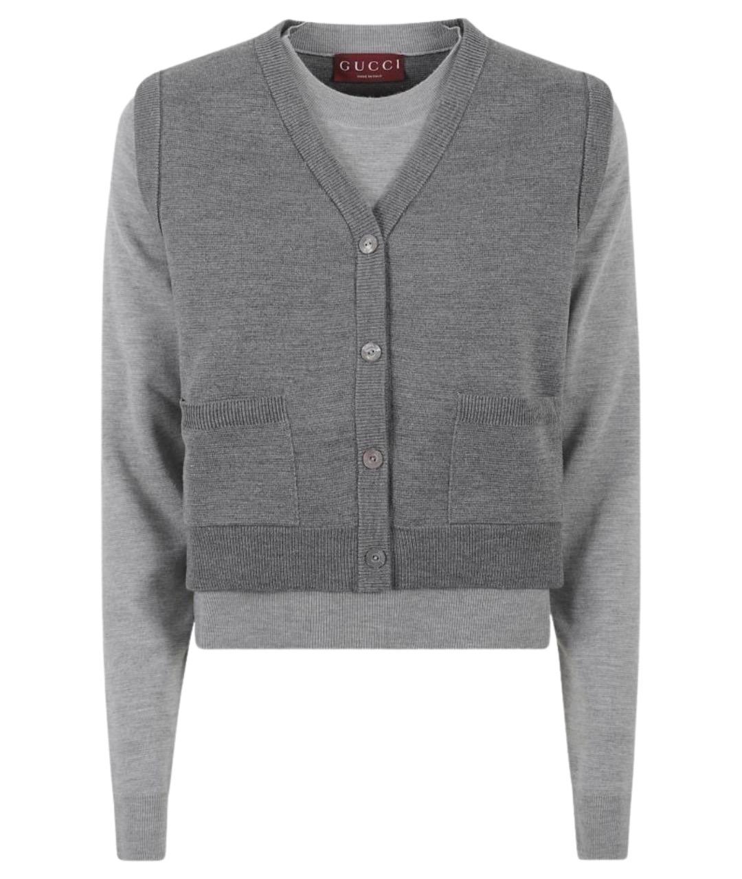 GUCCI Серый шерстяной джемпер / свитер, фото 1