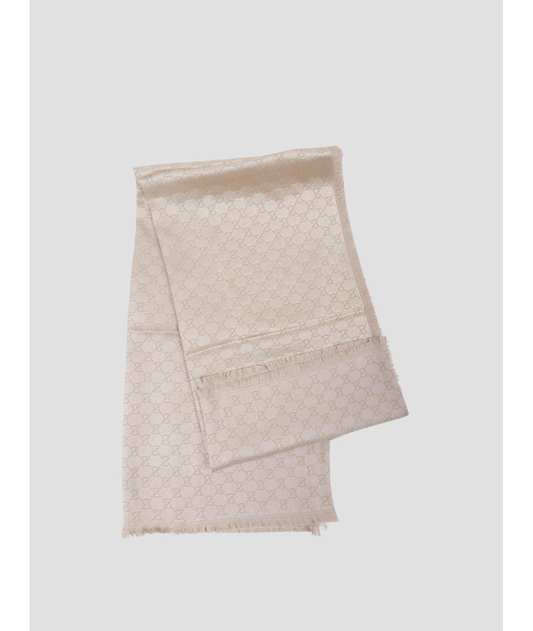 GUCCI Бежевый шерстяной шарф, фото 2
