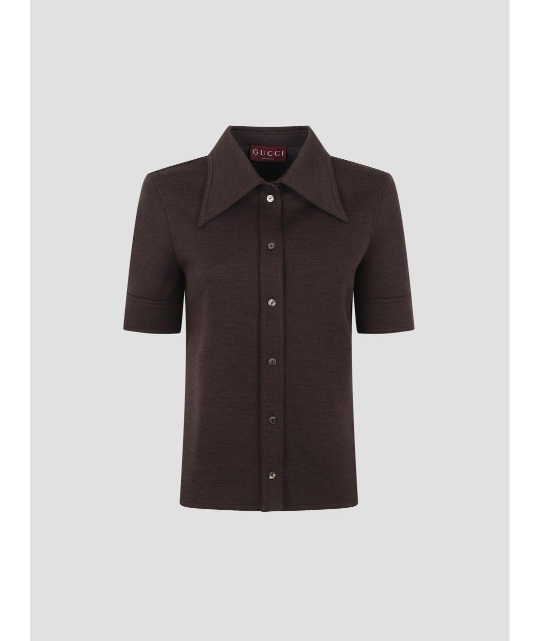 GUCCI Коричневая шерстяная рубашка, фото 4