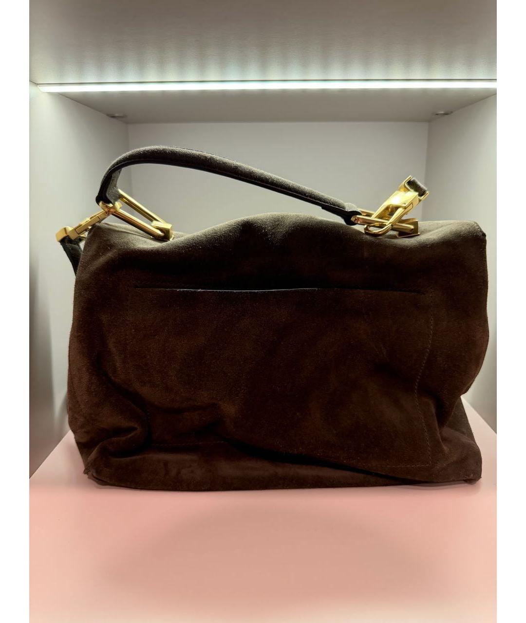 COCCINELLE Хаки замшевая сумка с короткими ручками, фото 3