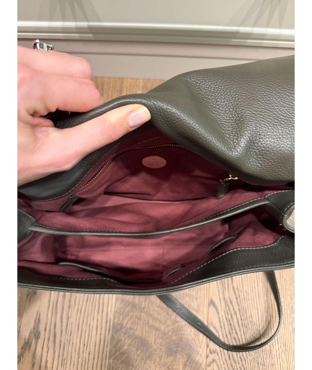 COCCINELLE Хаки замшевая сумка с короткими ручками, фото 5