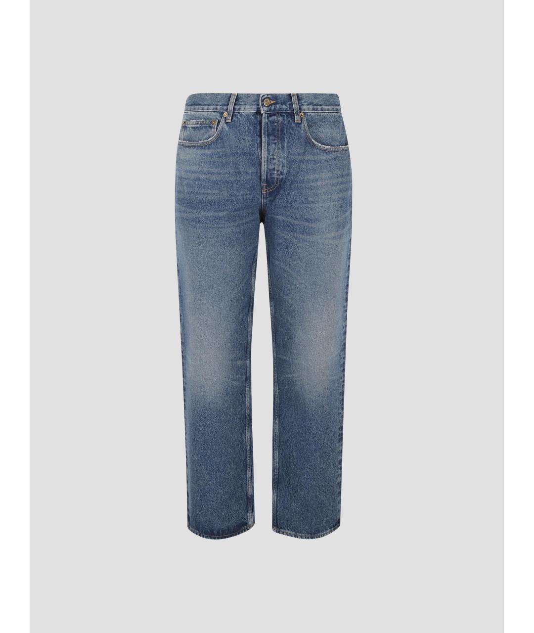 GOLDEN GOOSE DELUXE BRAND Синие хлопковые прямые джинсы, фото 4