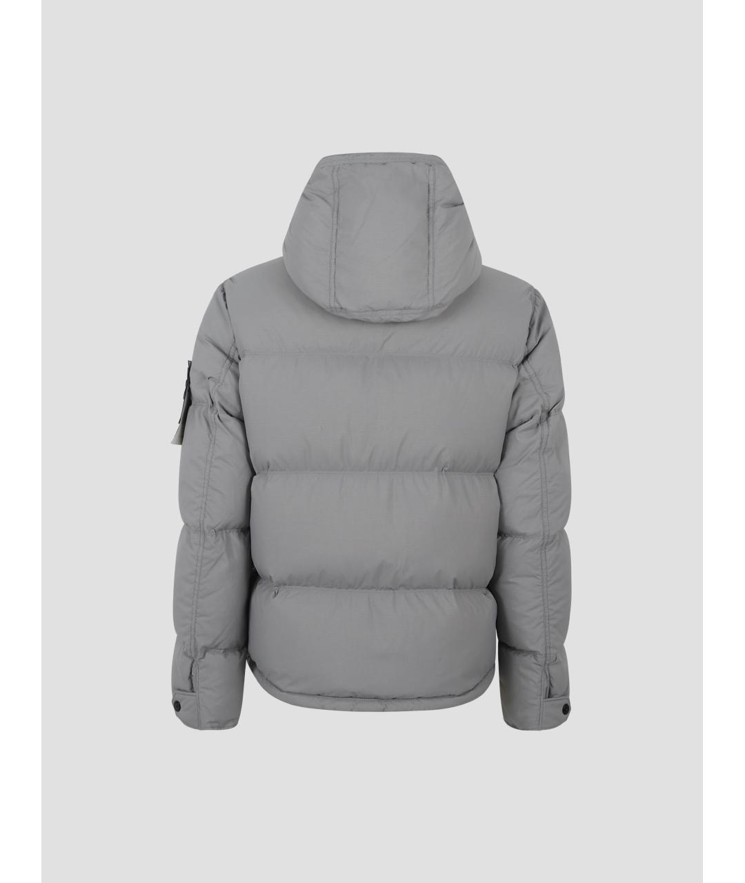 STONE ISLAND Серый полиэстеровый пуховик, фото 2