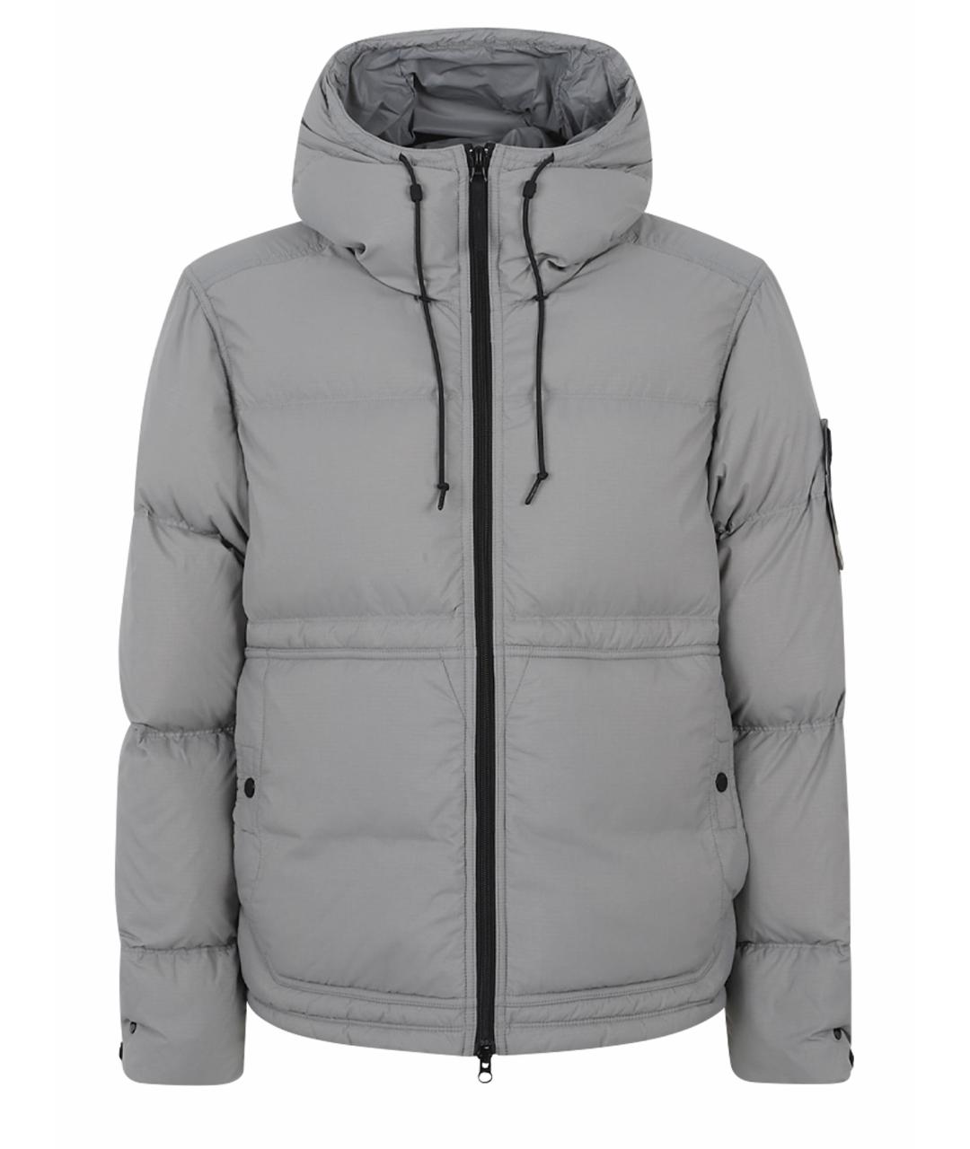 STONE ISLAND Серый полиэстеровый пуховик, фото 1