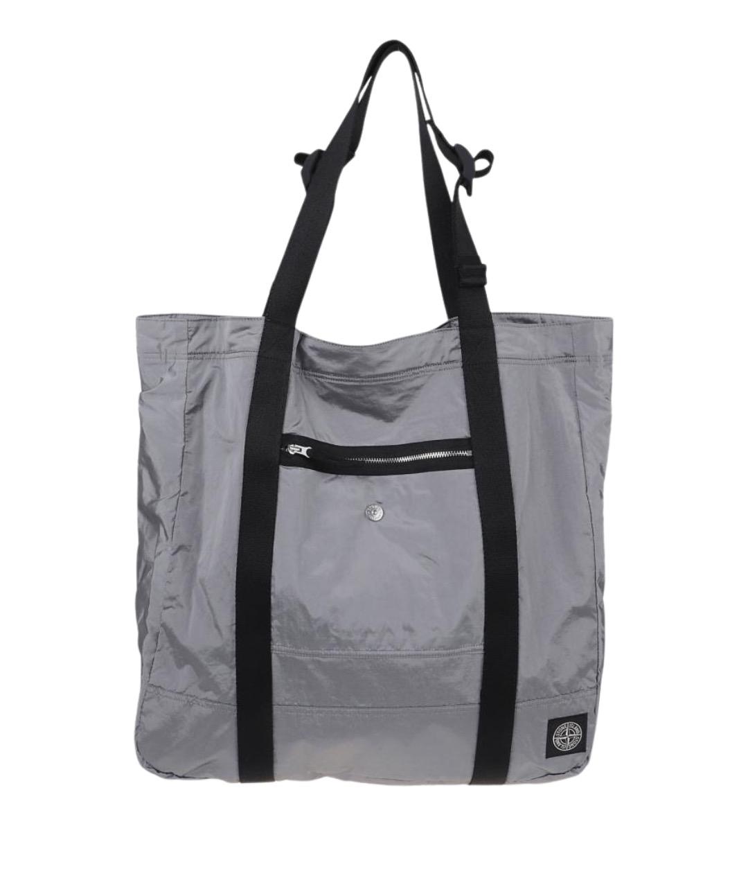 STONE ISLAND Серая тканевая сумка тоут, фото 1