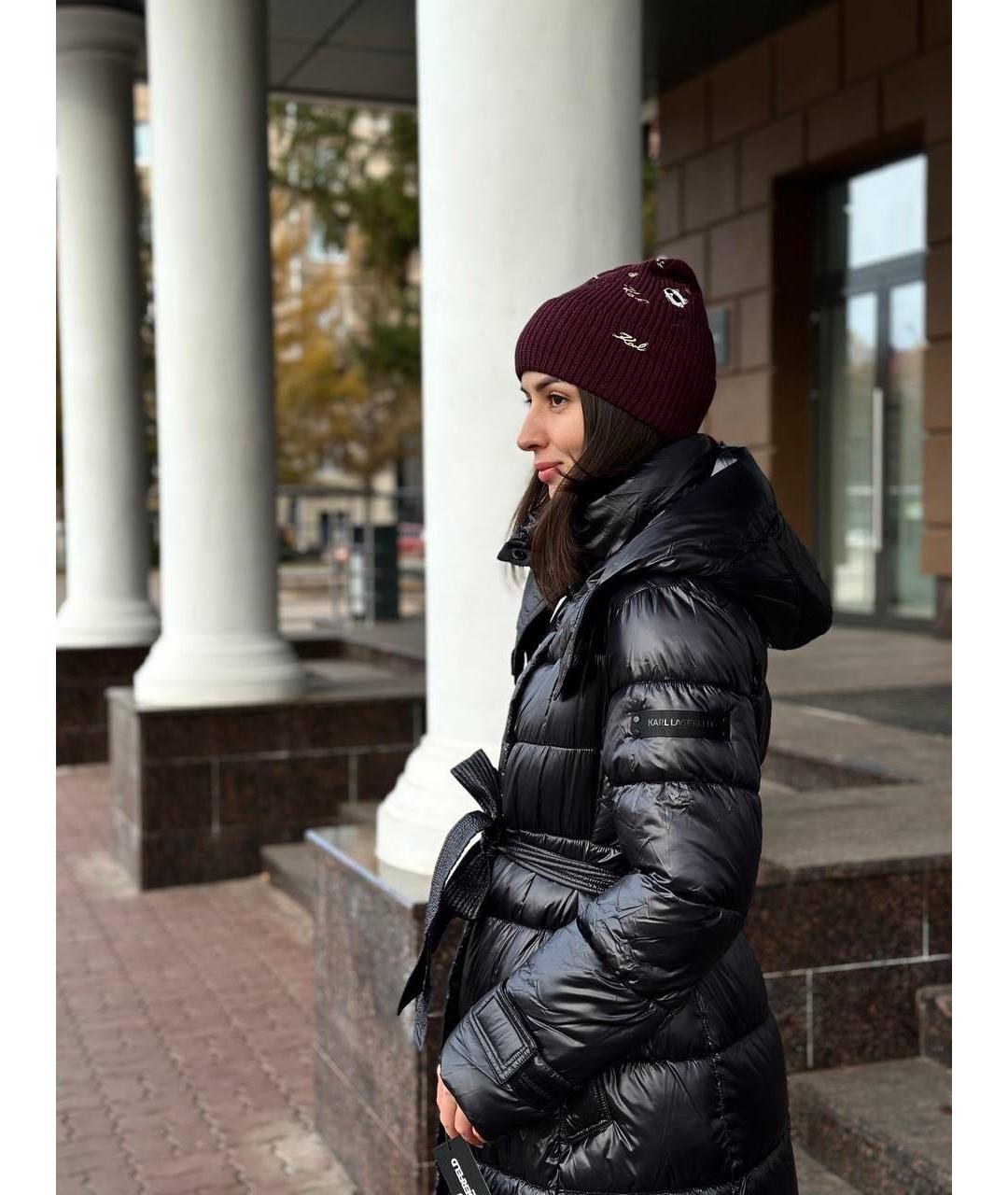 KARL LAGERFELD Бордовая синтетическая шапка, фото 5