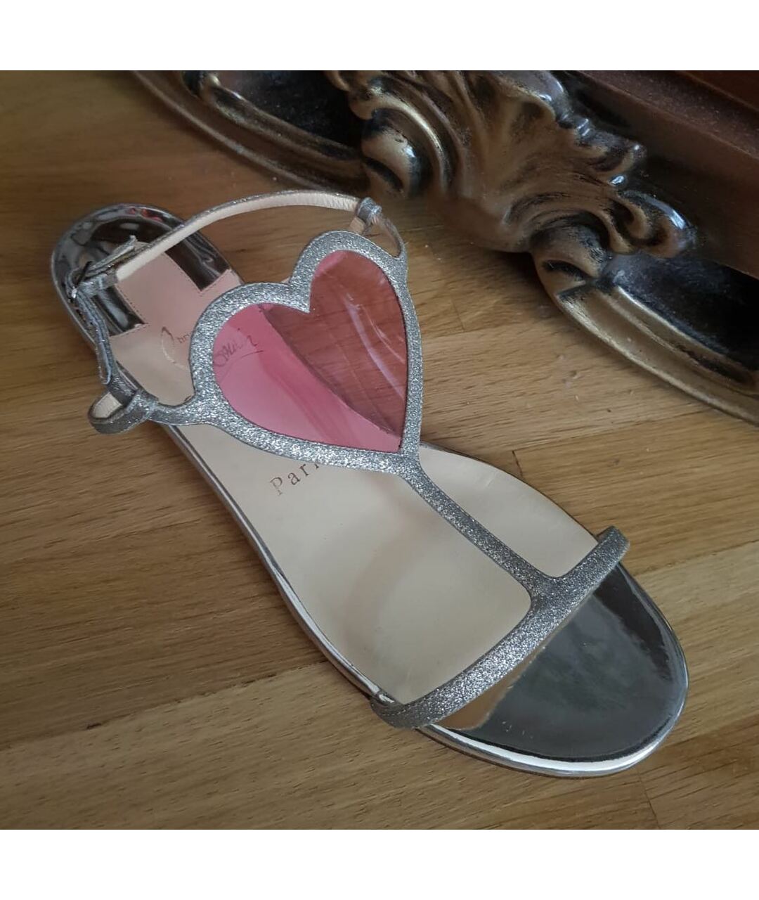 CHRISTIAN LOUBOUTIN Серебряные кожаные сандалии, фото 5