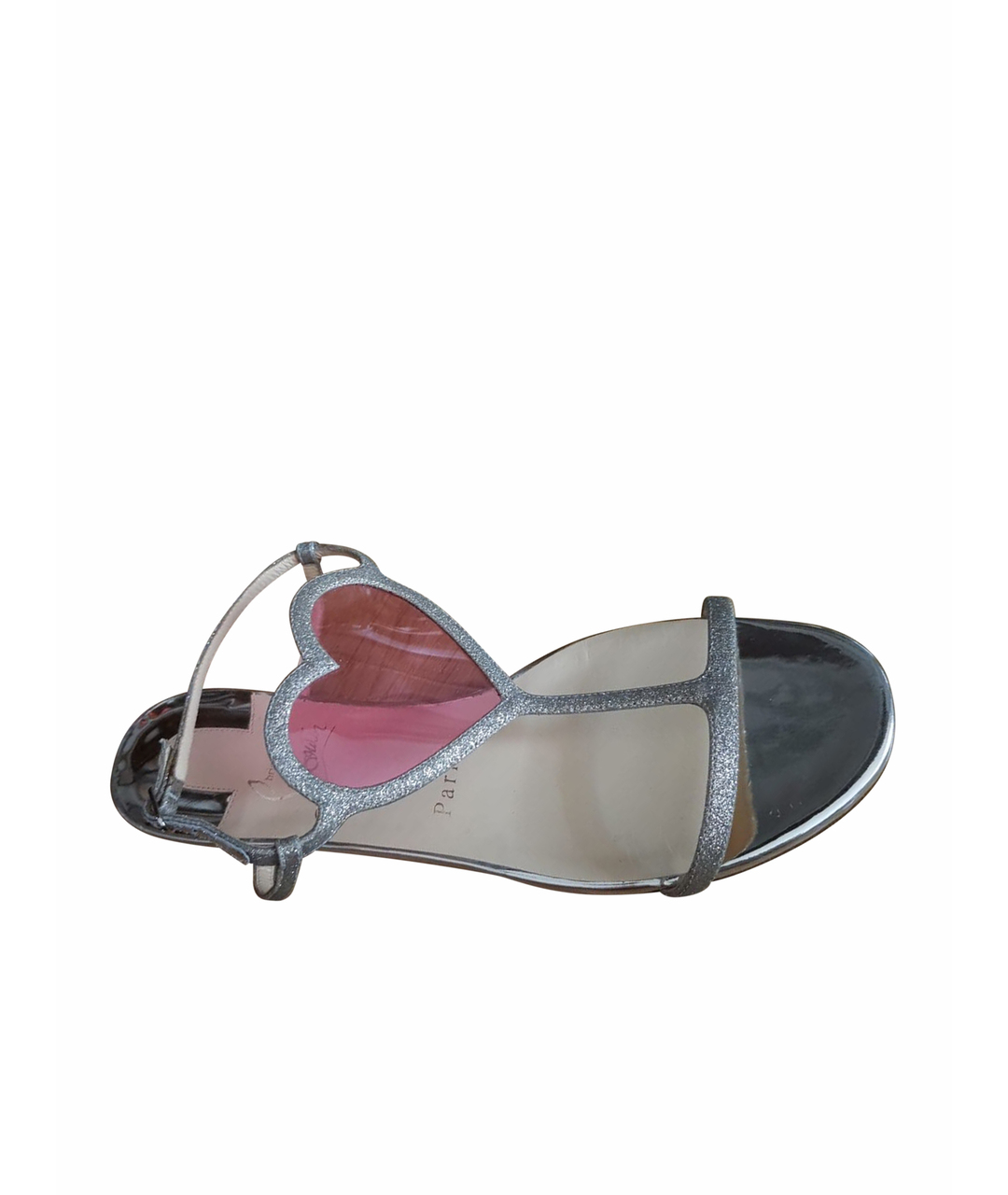 CHRISTIAN LOUBOUTIN Серебряные кожаные сандалии, фото 1
