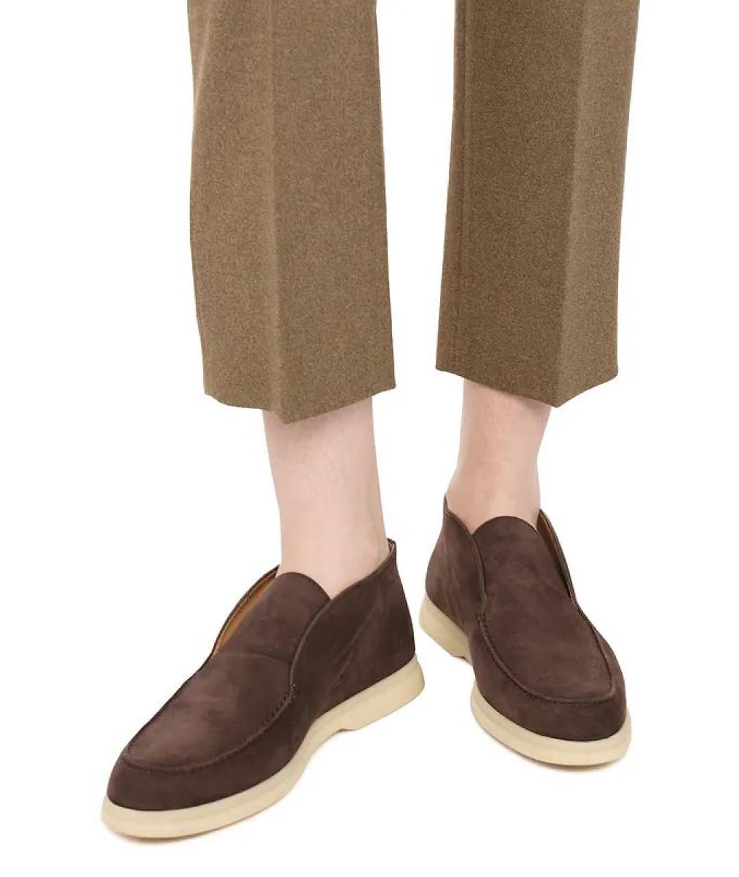 LORO PIANA Коричневые замшевые лоферы, фото 6
