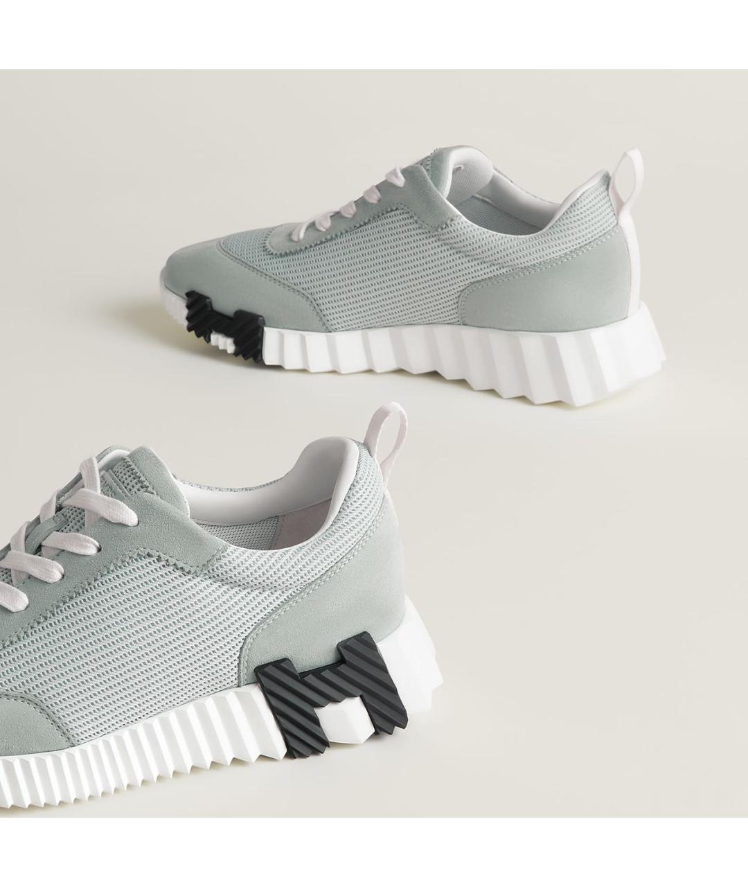 HERMES Голубые текстильные кроссовки, фото 5