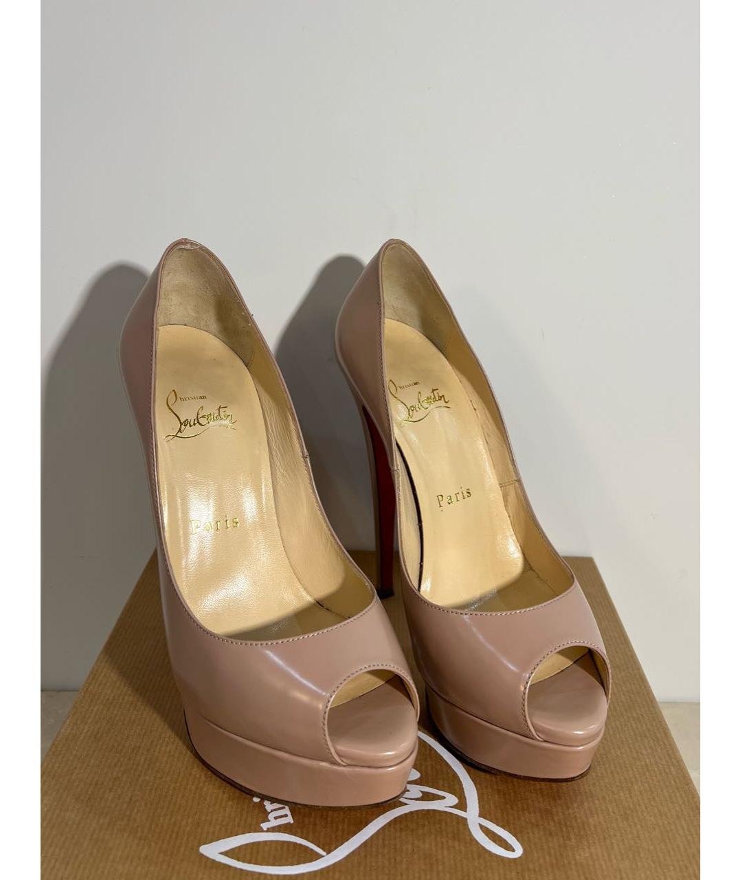 CHRISTIAN LOUBOUTIN Бежевые кожаные туфли, фото 3