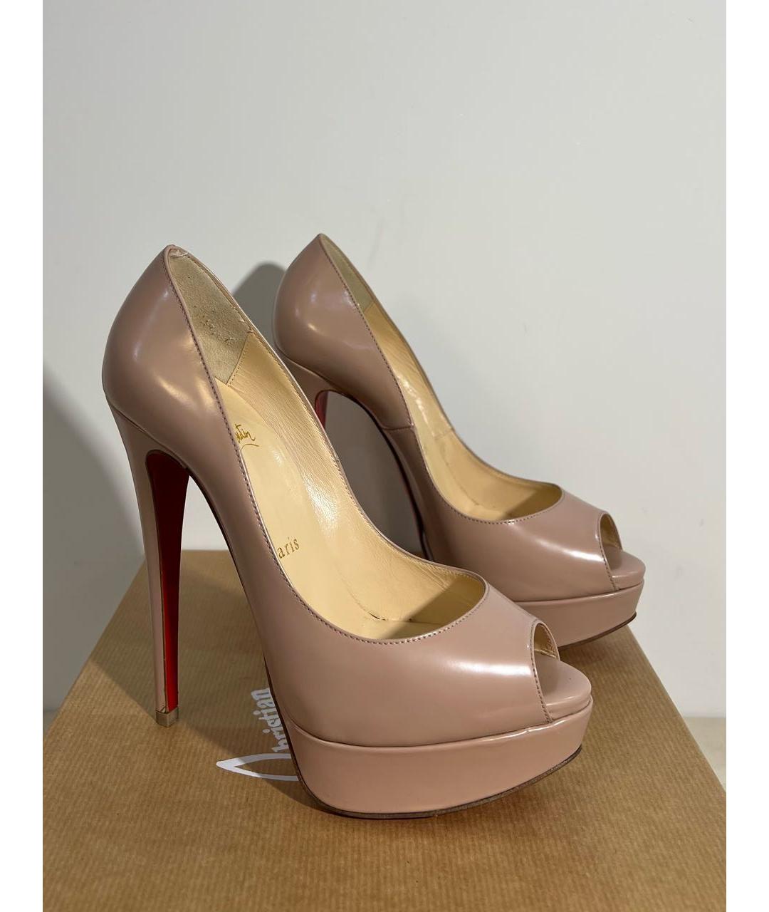 CHRISTIAN LOUBOUTIN Бежевые кожаные туфли, фото 2