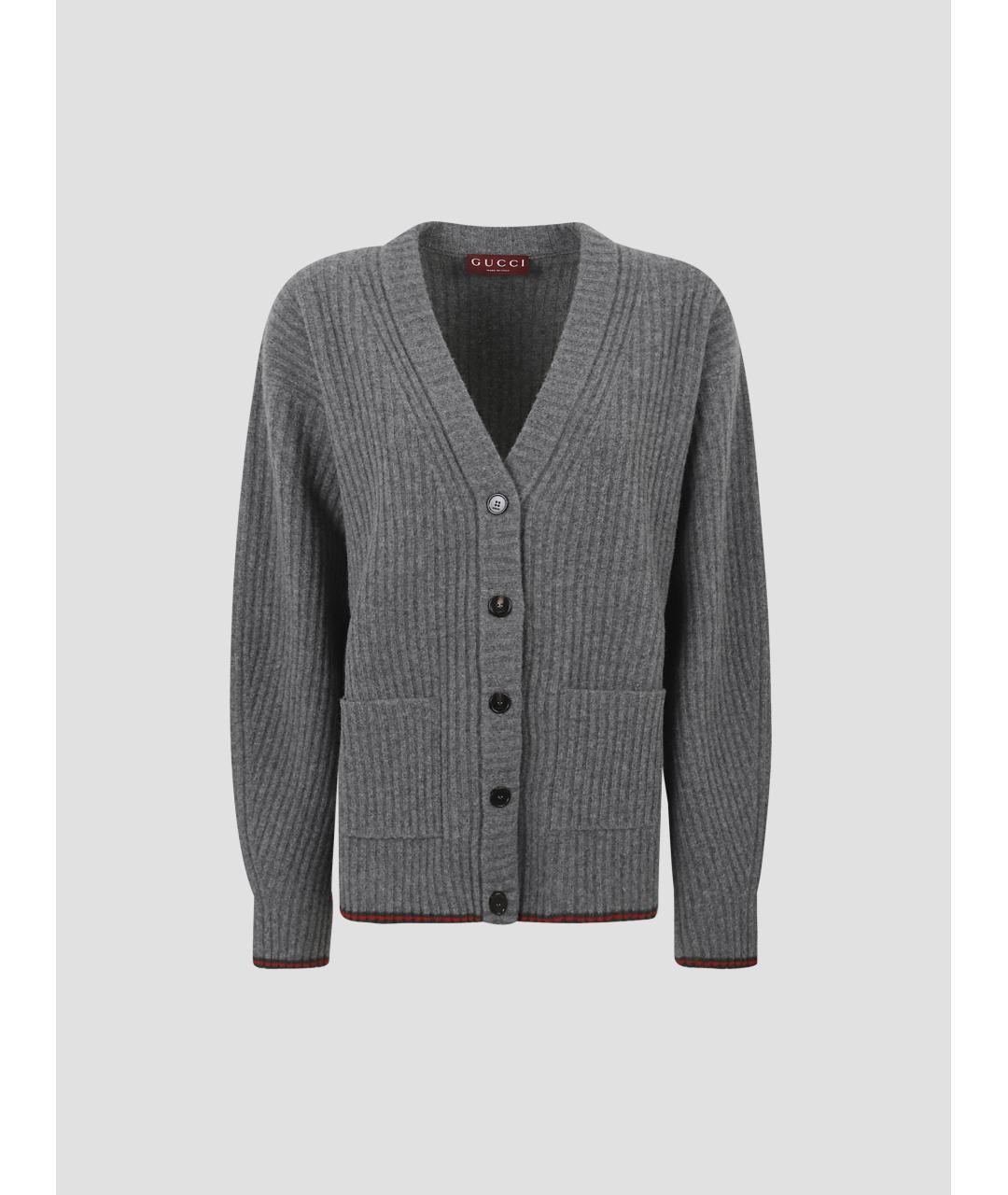GUCCI Серый шерстяной кардиган, фото 4
