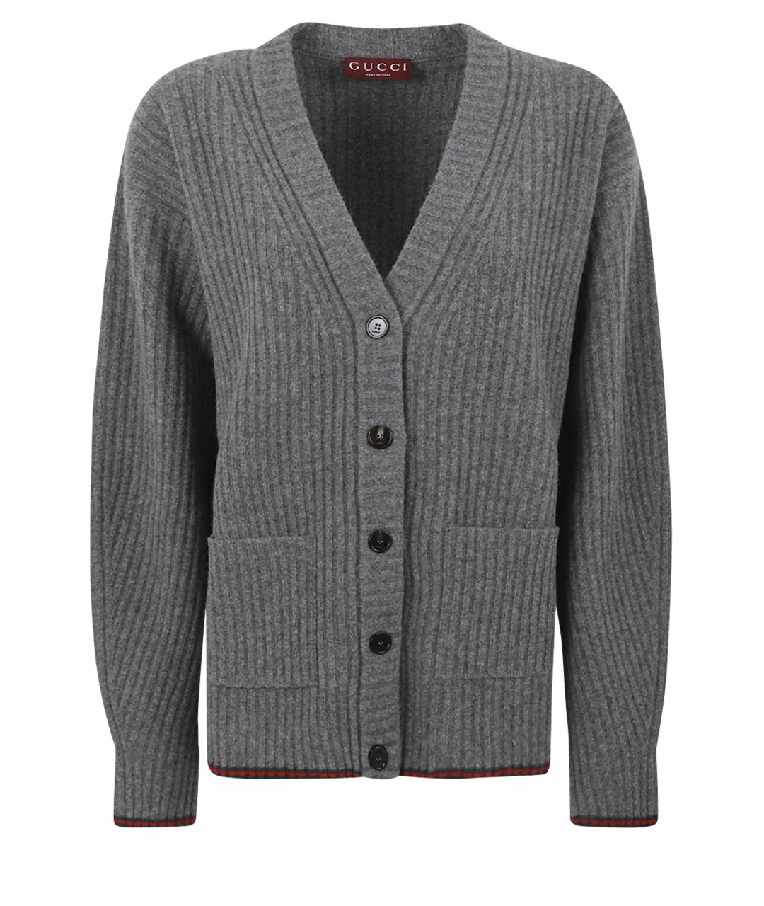 GUCCI Серый шерстяной кардиган, фото 1