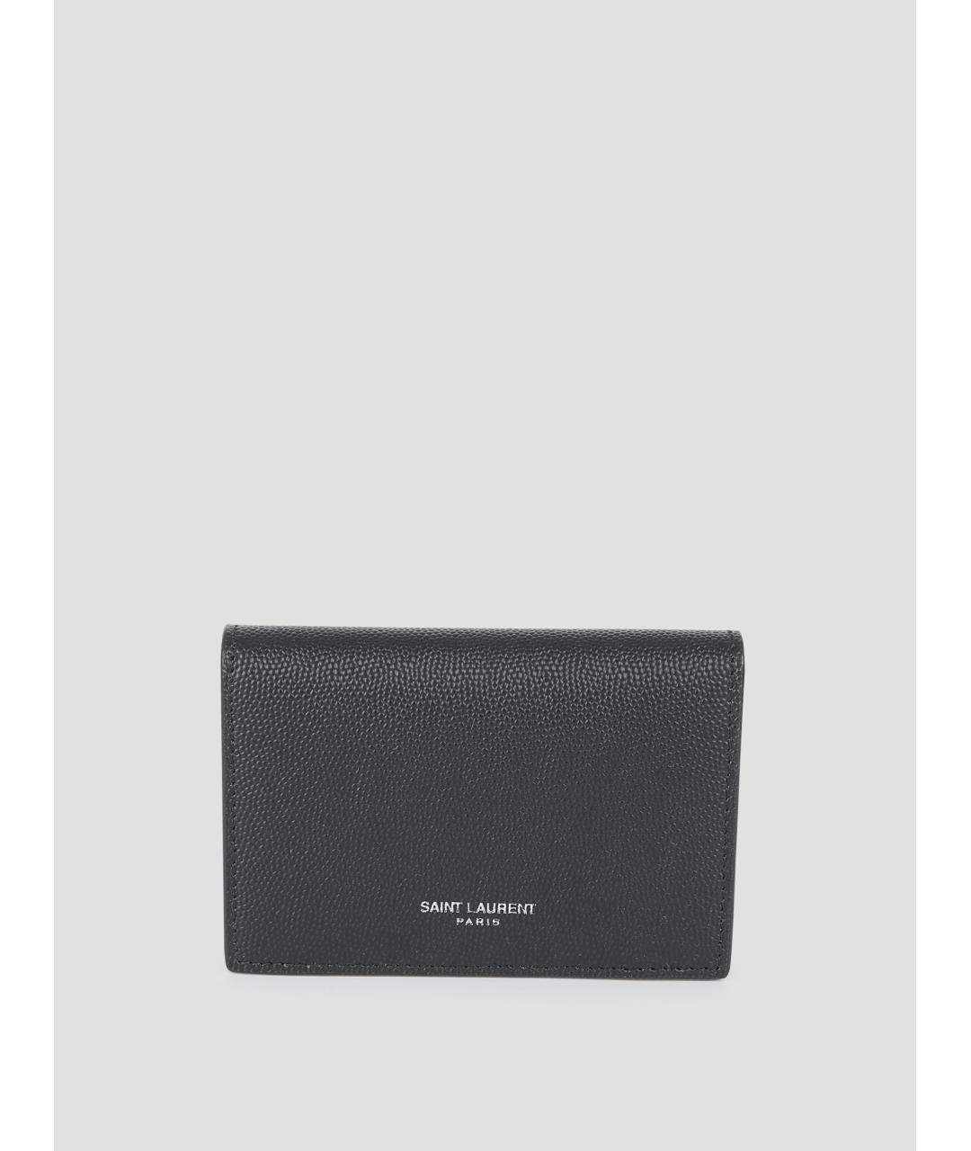 SAINT LAURENT Черный кожаный кошелек, фото 4