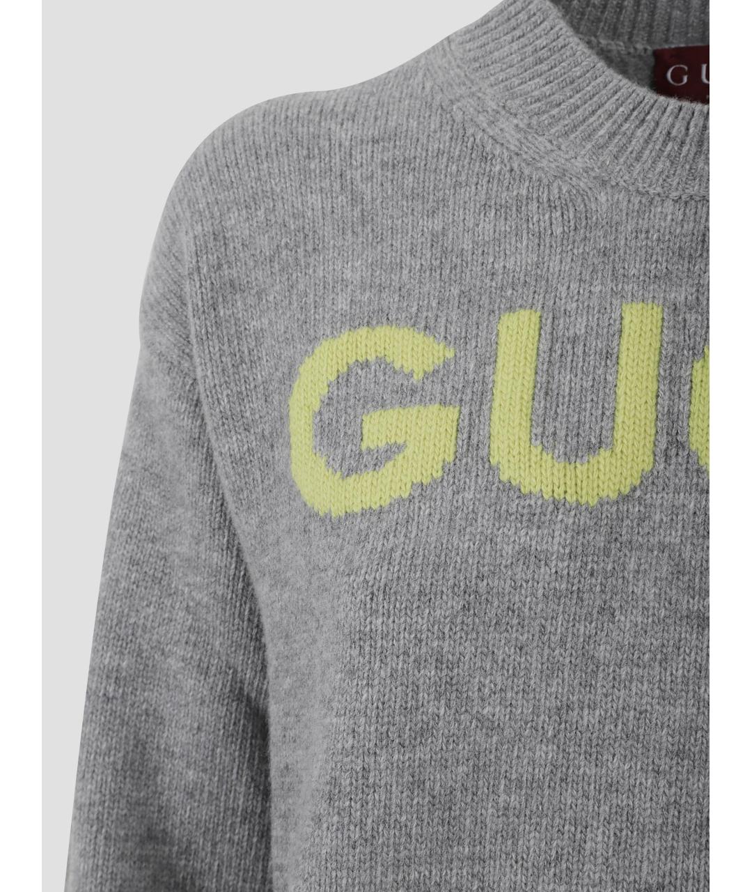 GUCCI Серый шерстяной джемпер / свитер, фото 3