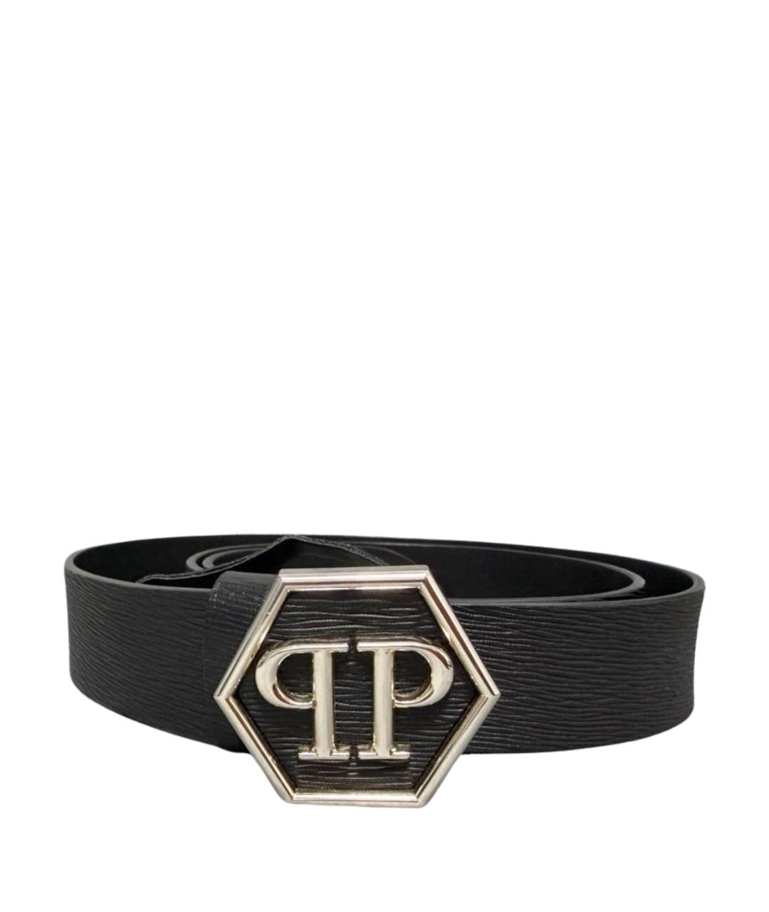 PHILIPP PLEIN Черный кожаный ремень, фото 1