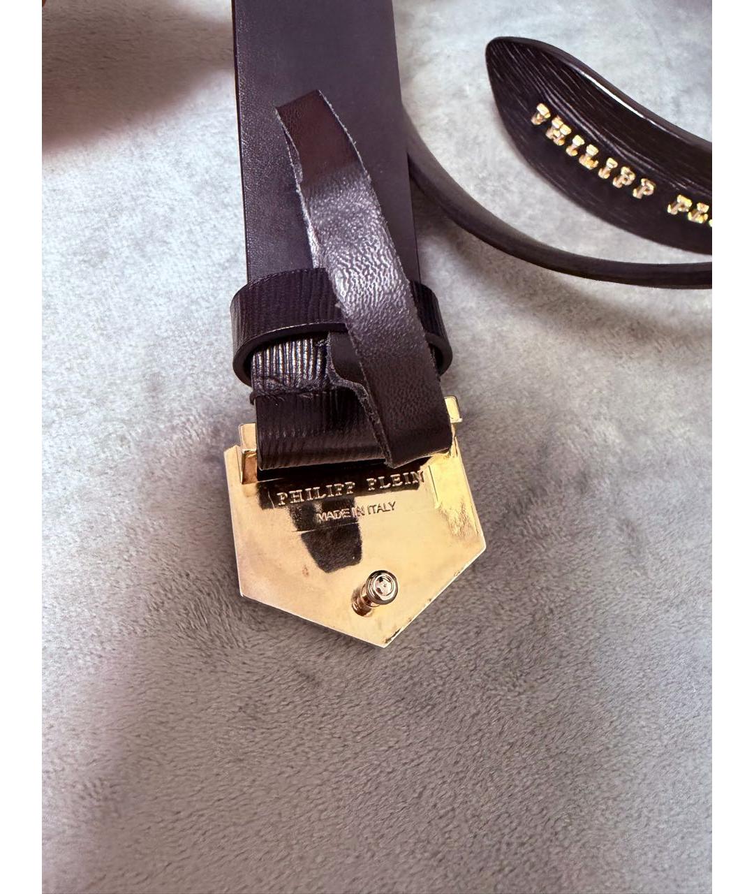 PHILIPP PLEIN Черный кожаный ремень, фото 8