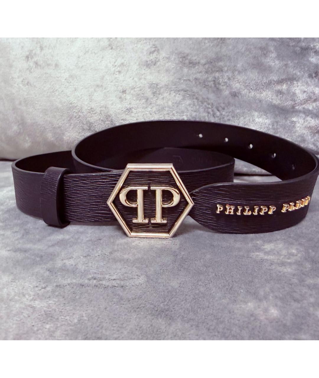 PHILIPP PLEIN Черный кожаный ремень, фото 4