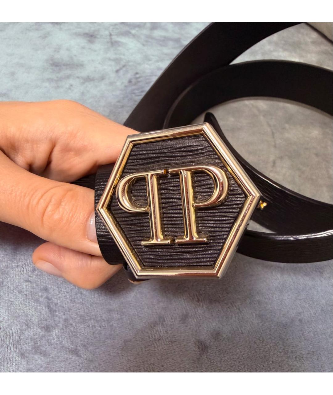 PHILIPP PLEIN Черный кожаный ремень, фото 2