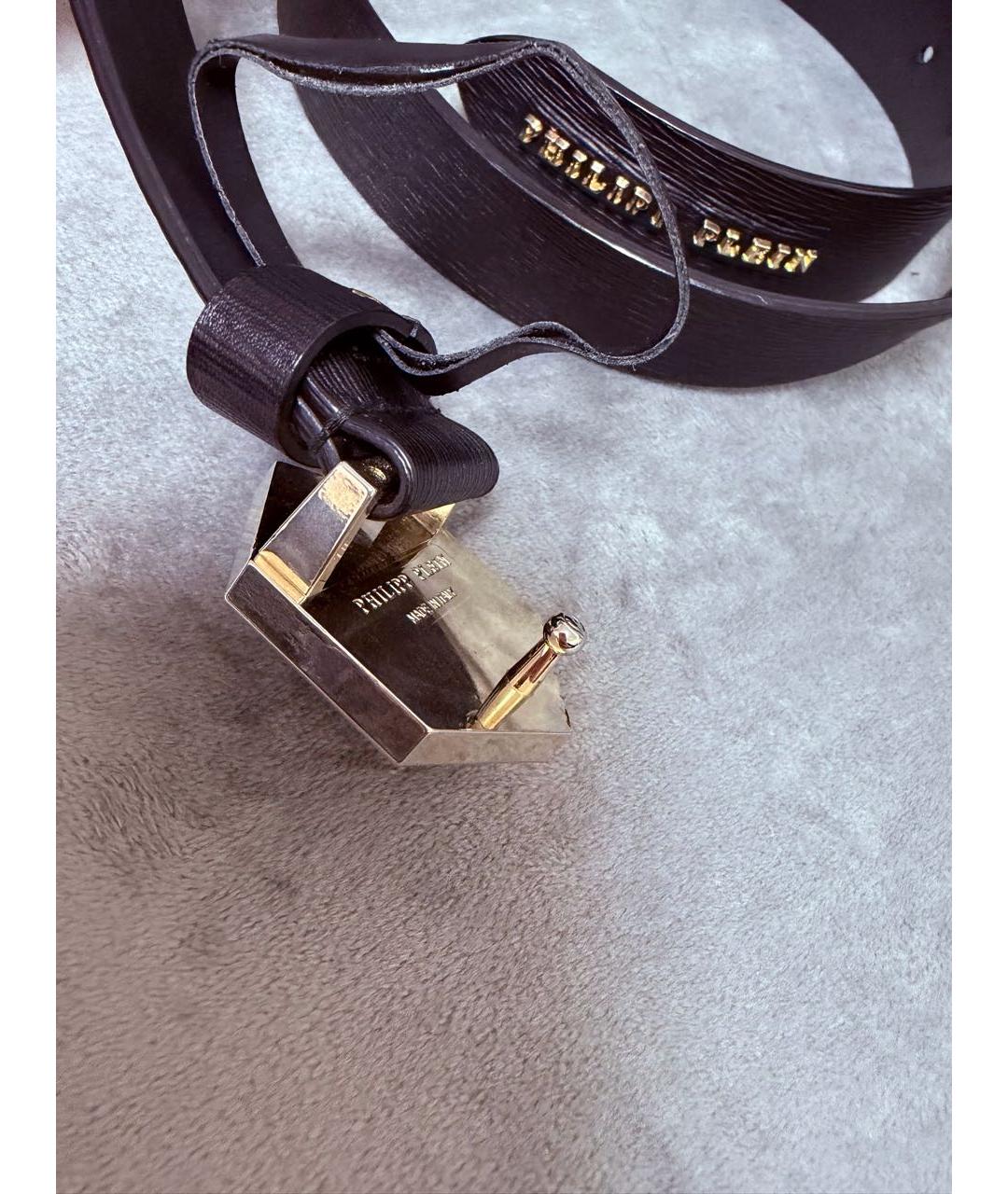 PHILIPP PLEIN Черный кожаный ремень, фото 7