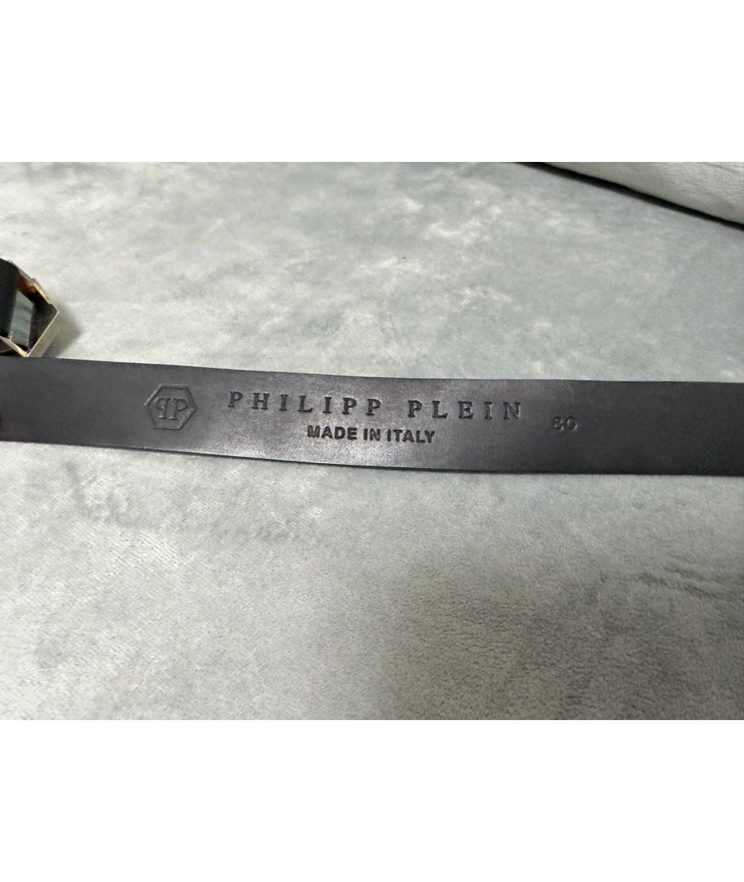 PHILIPP PLEIN Черный кожаный ремень, фото 3