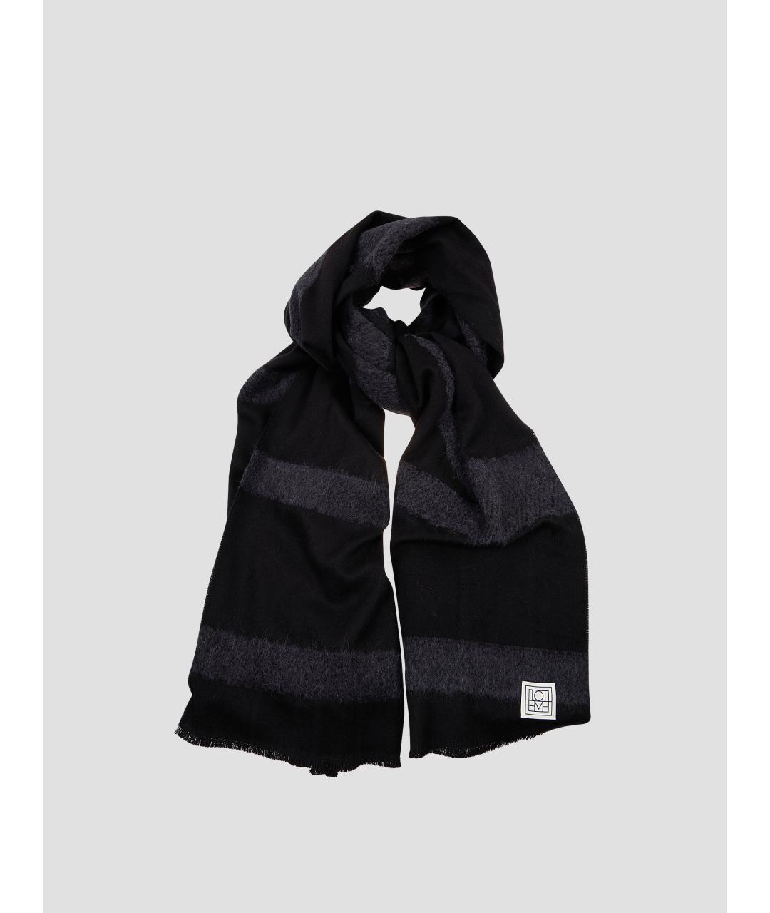 TOTEME Черный шерстяной шарф, фото 2