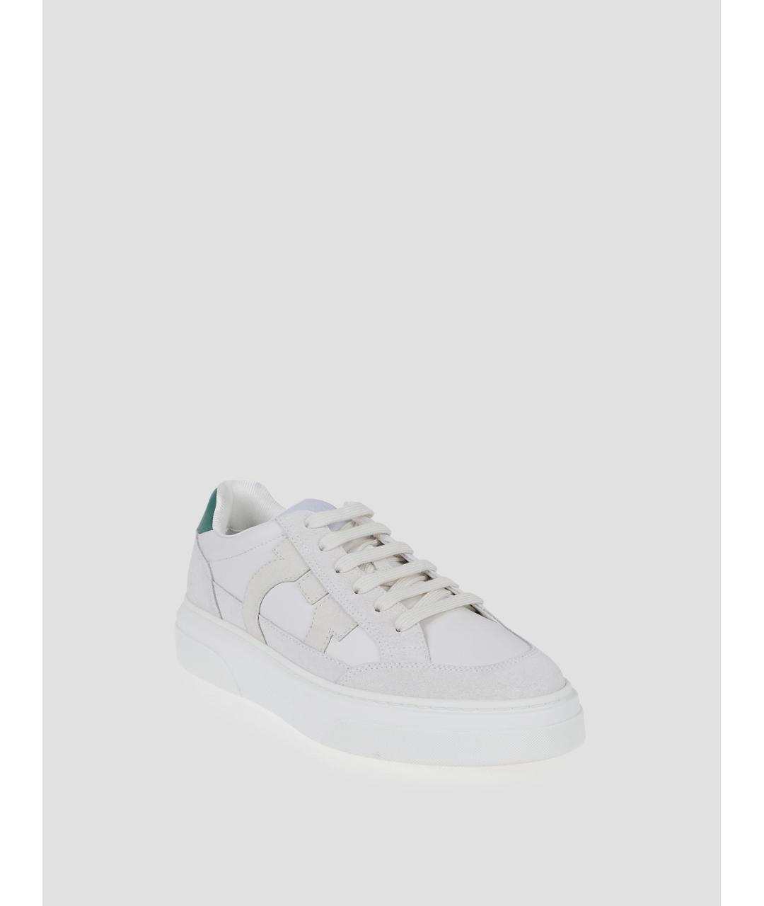 FERRAGAMO Белые кожаные низкие кроссовки / кеды, фото 3