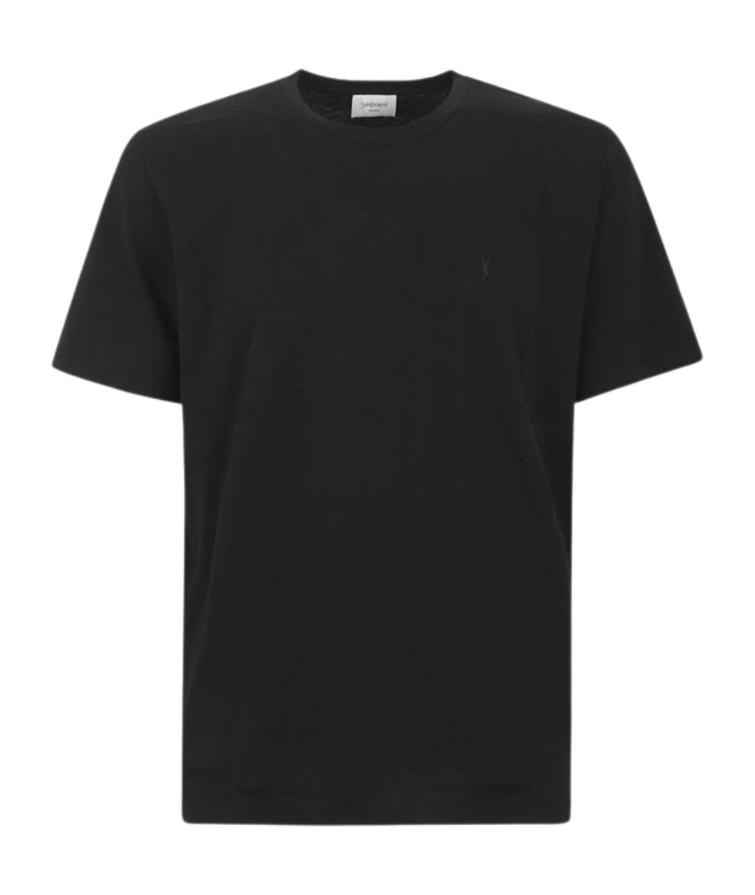 SAINT LAURENT Черная хлопковая футболка, фото 1