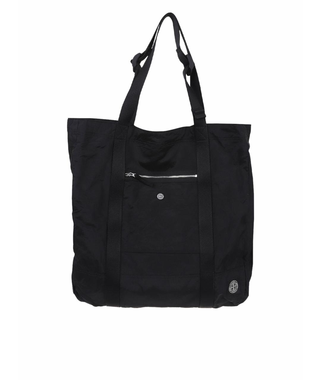 STONE ISLAND Черная тканевая сумка тоут, фото 1