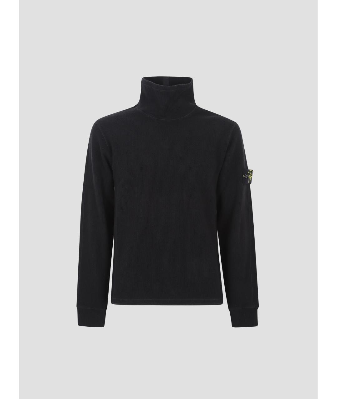 STONE ISLAND Черный хлопковый джемпер / свитер, фото 4