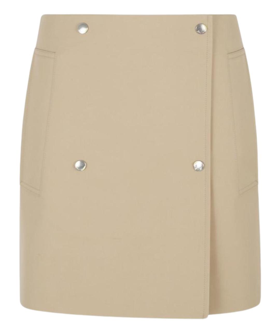 BURBERRY Бежевая хлопковая юбка мини, фото 1