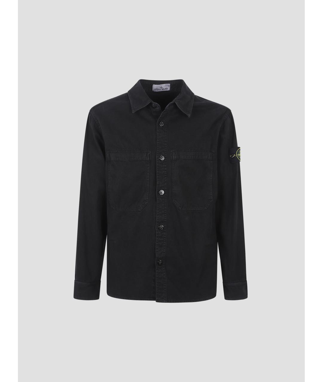 STONE ISLAND Черная хлопковая кэжуал рубашка, фото 4