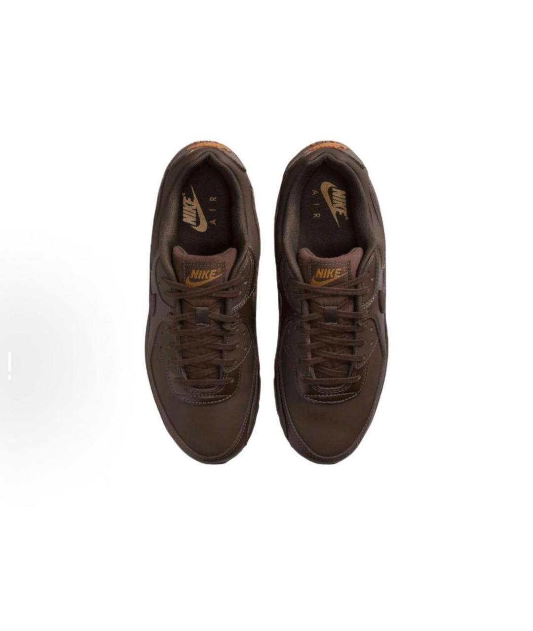 NIKE Коричневые кожаные низкие кроссовки / кеды, фото 4