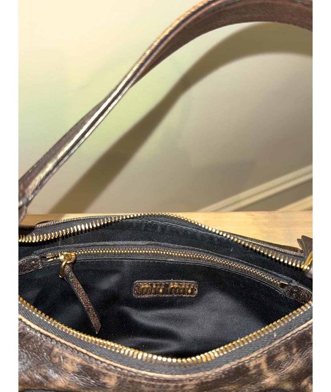 MIU MIU Коричневая кожаная сумка с короткими ручками, фото 7