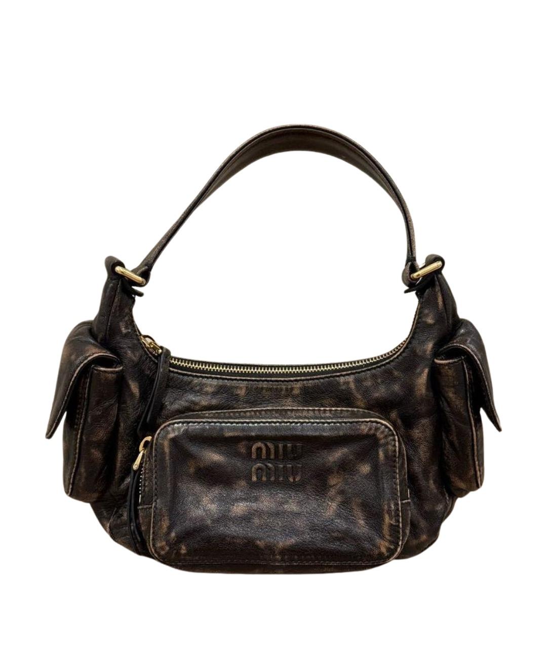 MIU MIU Коричневая кожаная сумка с короткими ручками, фото 1