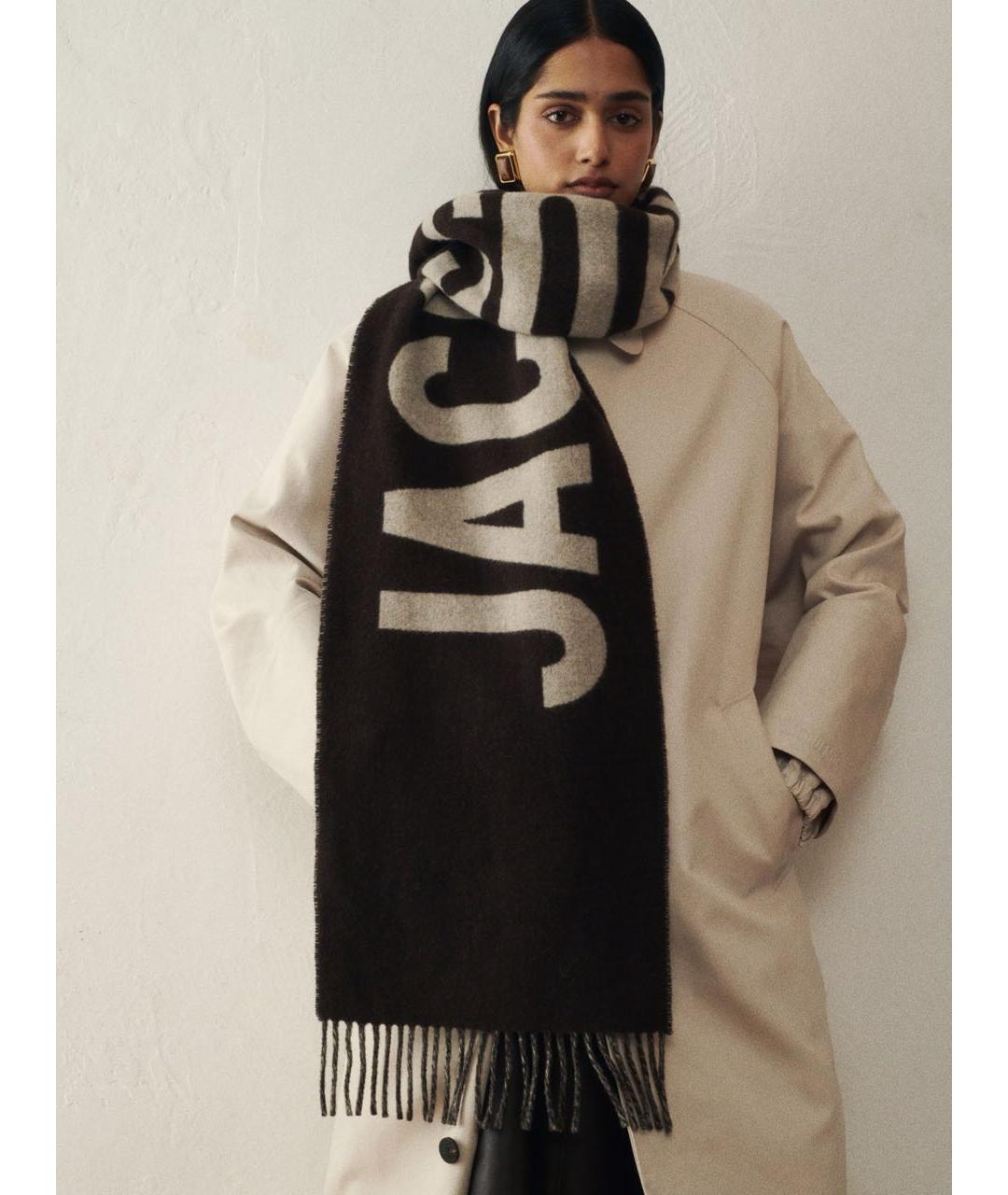 JACQUEMUS Коричневый шерстяной шарф, фото 4