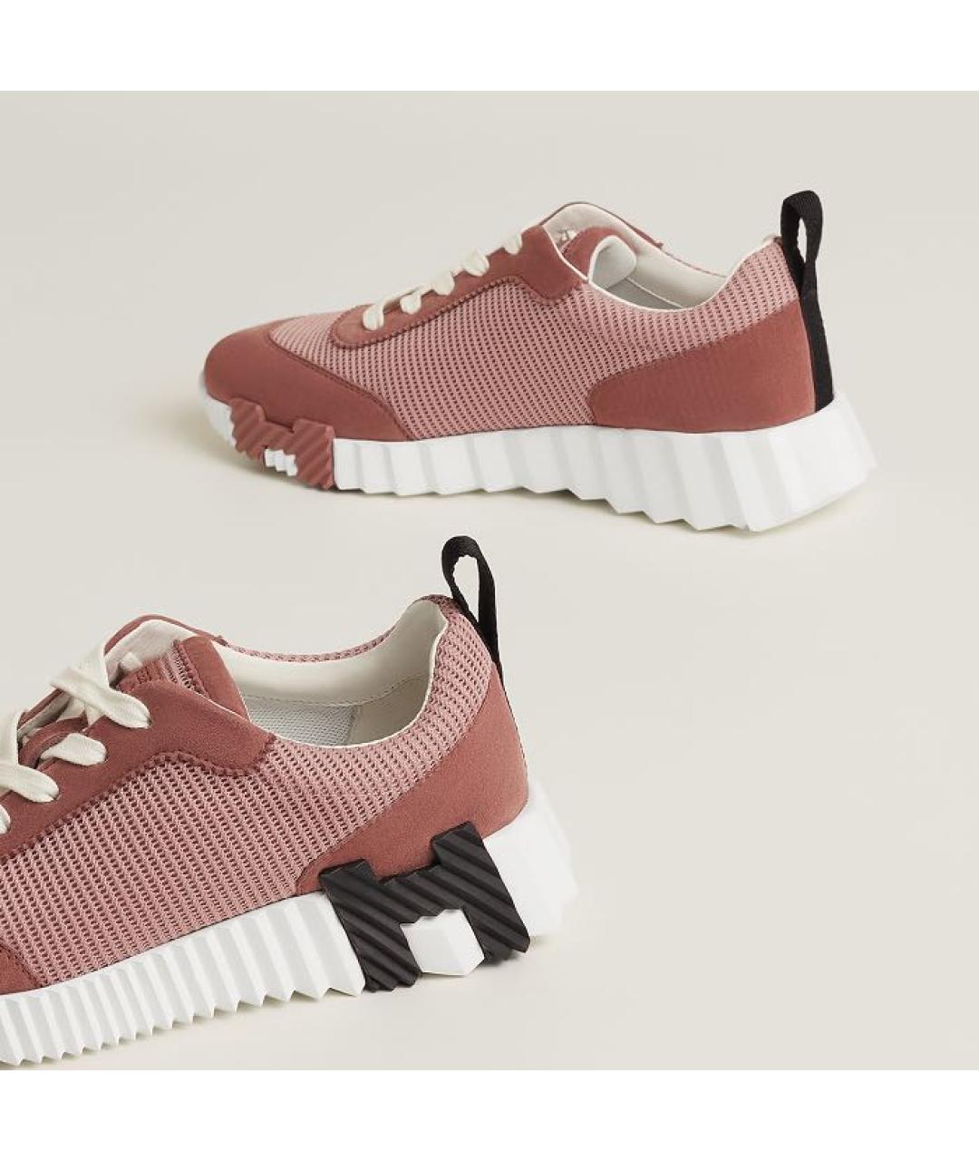 HERMES Розовые текстильные кроссовки, фото 5