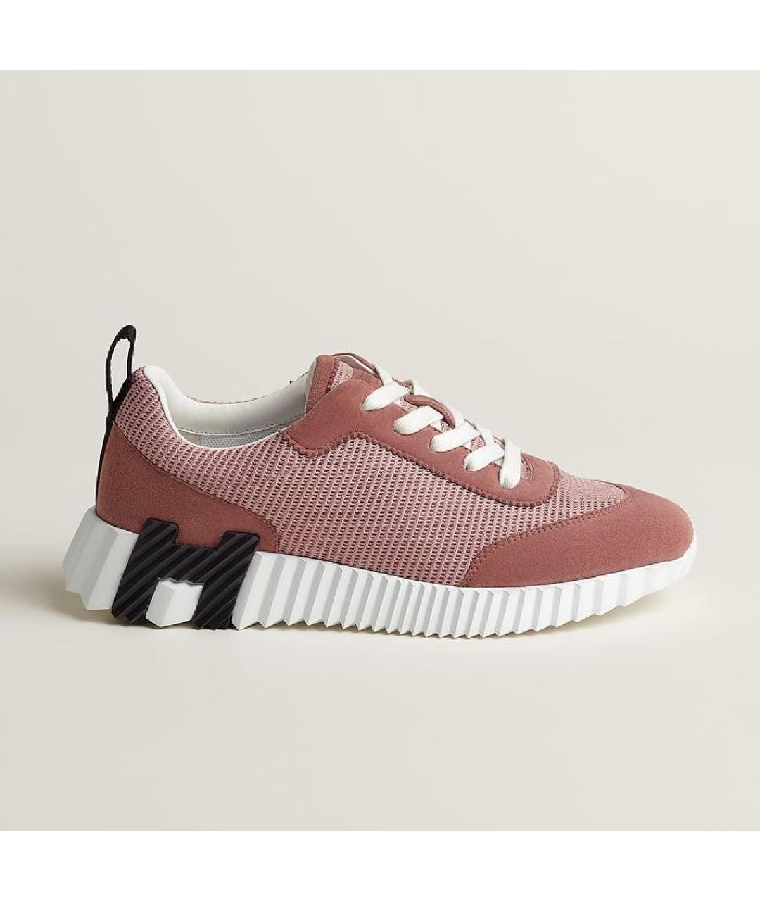 HERMES Розовые текстильные кроссовки, фото 7